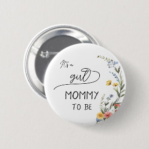 It's a Girl! Colorful Wildflower Mommy-to-be 6 Cm Round Badge