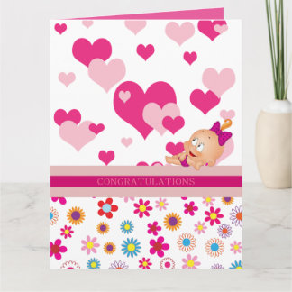 It's a girl : congratulations ! - card