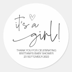  It's a Girl Cute Baby Shower Favour Classic Round Sticker
