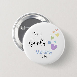 It's a Girl! Cute & Colourful Hearts Mummy-to-be 6 Cm Round Badge