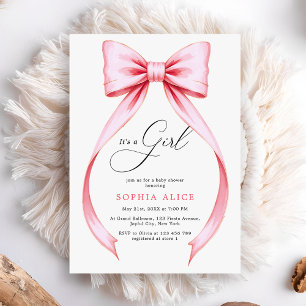 It's a Girl Cute Coquette Bow Sweet Baby Shower Invitation