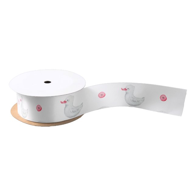 It's a Girl: Cute Duck Pattern  Satin Ribbon (Spool)