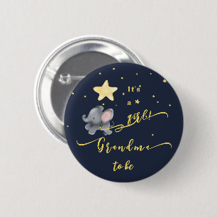 It's a Girl! Cute Elephant & Balloon Grandma-to-be 6 Cm Round Badge