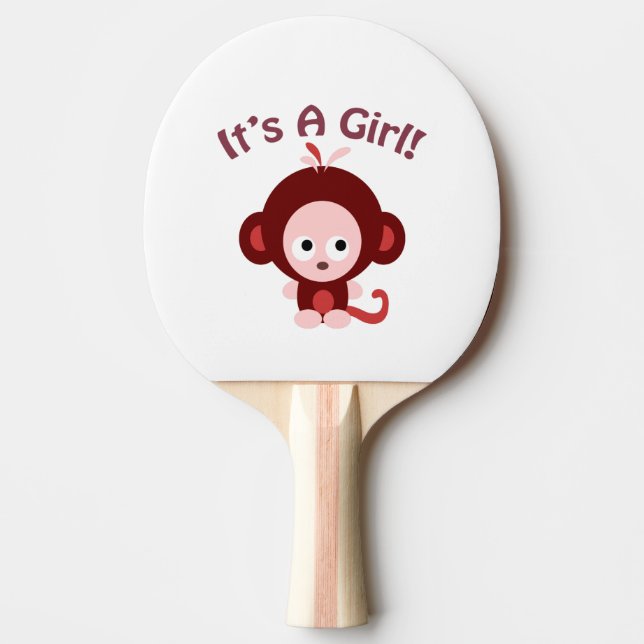 It's a girl! Cute Monkey Ping Pong Paddle (Front)
