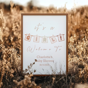 It's a Girl! Cute Notedry Boho Colour Welcome Sign