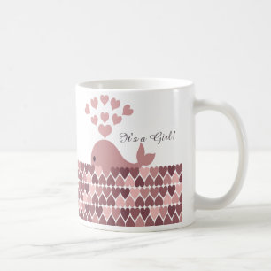 It's a Girl! Cute Pink Whale Coffee Mug