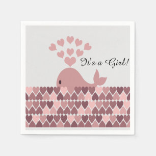 It's a Girl! Cute Pink Whale Napkin