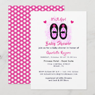It's A Girl Cute Shoes Baby Shower Invitation