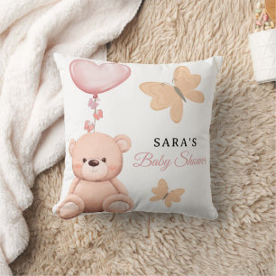 It's a Girl Cute Teddy Bear Baby Shower Cartoon Cushion