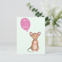 It's a girl  | Cute Woodland Mouse Postcard