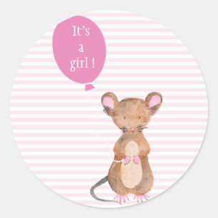 It's a girl Cute Woodland Mouse Stickers