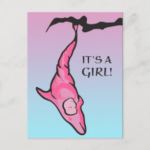 it's a girl! (dolphin cocoon) announcement postcard