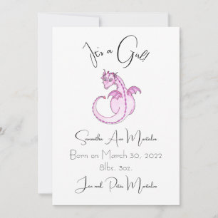 It's a girl!!  Dragon birth announcement. Announcement