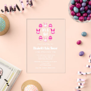 It's a Girl Easter Baby Shower Acrylic Invitations