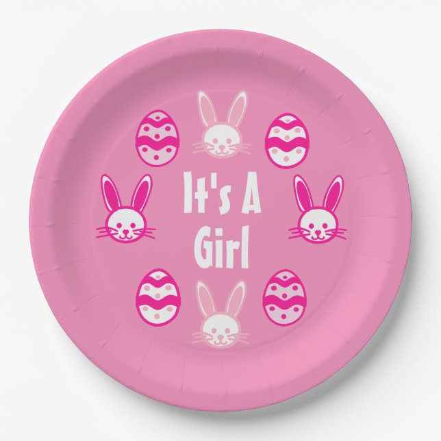 It's a Girl Easter Paper Plate (Front)