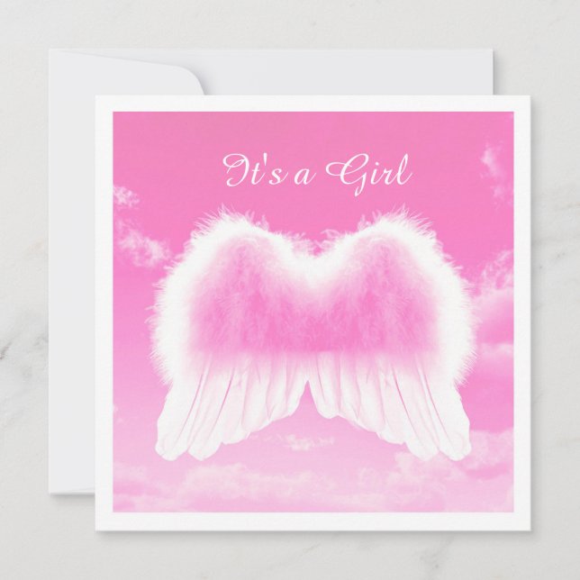 It's a Girl, Flat Card, White Envelope incl. Announcement (Front)