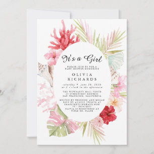 It's A Girl Floral Baby Shower Invitation