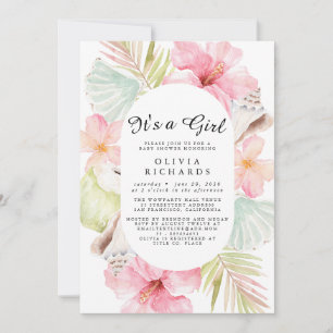 It's A Girl Floral Baby Shower Invitation
