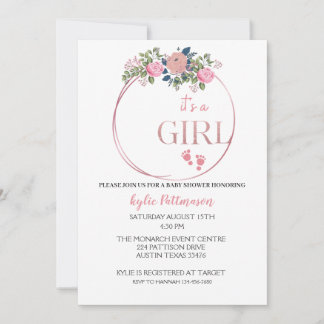  It's a Girl floral Baby Shower Invitation Card