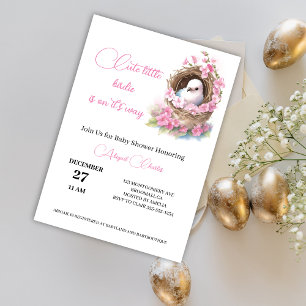 It's a girl floral bird's nest baby shower card