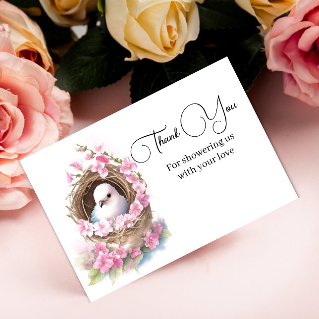 It's a girl floral bird's nest thank you card (Creator Uploaded)