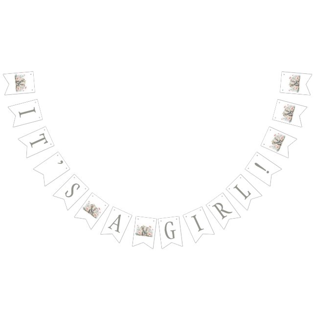 It's a Girl! Floral Elephant Baby Shower Bunting (All)