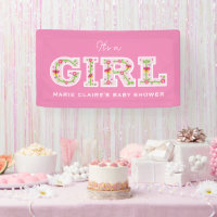 it's a girl, flowers and butterflies baby shower