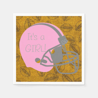 It's a Girl Football themed Baby Shower Napkins