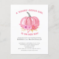 It's a Girl Fun Pun Pink Pumpkin Baby Girl Shower