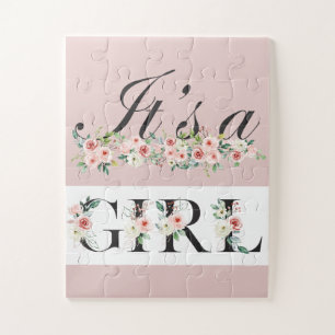 It's a Girl Gender Announcement Baby Shower Jigsaw Puzzle
