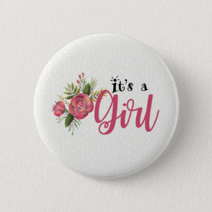 It's a Girl Gender Reveal Button Guns or Roses