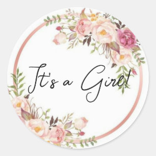 It's a Girl! Gender Reveal Classic Round Sticker