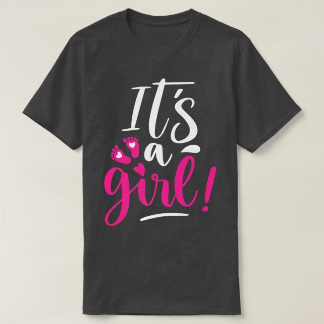 Its A Girl Gender Reveal Matching Family baby part T-Shirt (Design Front)