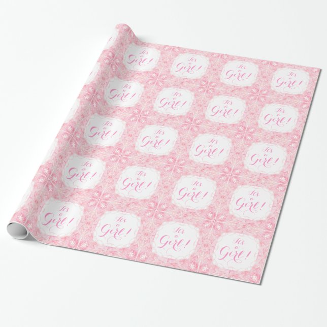 "It's a Girl!" Gift Wrapping Paper (Unrolled)