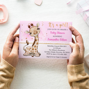 It's a girl! Giraffe Baby Shower Invitation