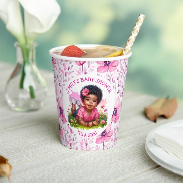 It's a Girl |  Girl's Floral Baby Shower  Paper Cups (Insitu)