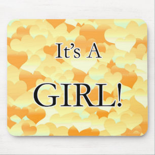 It's A Girl! Golden Hearts Mouse Pad