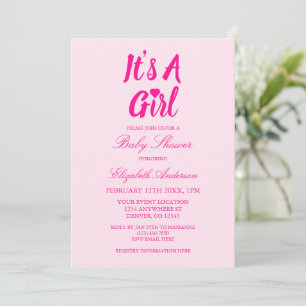 It's a Girl Heart Baby Shower Invitation