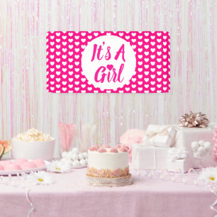 It's a Girl Heart Pattern Banner