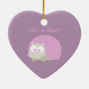 It's a Girl! Hedgehog Ceramic Tree Decoration