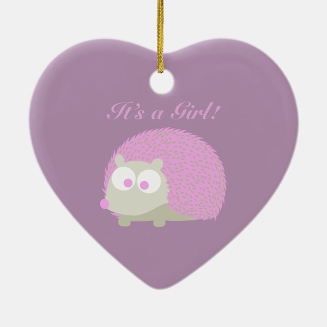 It's a Girl! Hedgehog Ceramic Tree Decoration (Back)