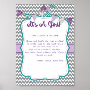 Its A Girl Hospital Door Banner Poster