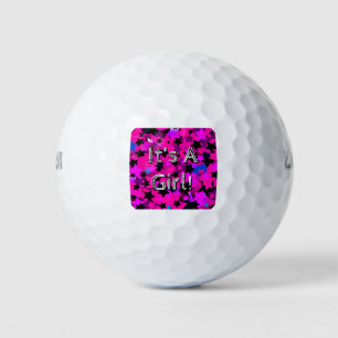 It's A Girl! Hot Pink Stars Golf Balls