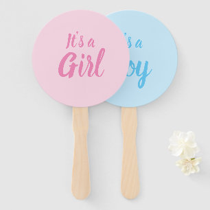 It's a Girl, It's a Boy baby shower gender reveal  Hand Fan