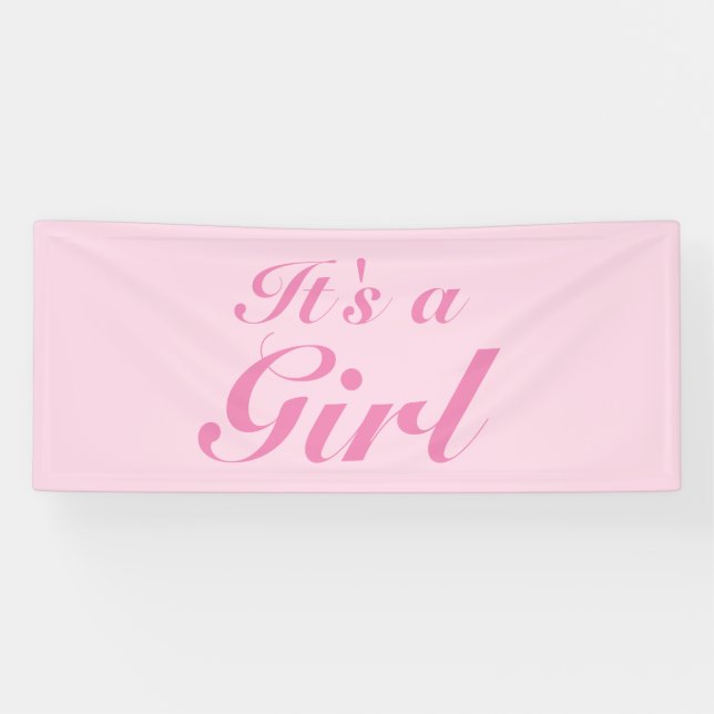 It's a Girl, light pink baby shower, gender reveal Banner (Horizontal)