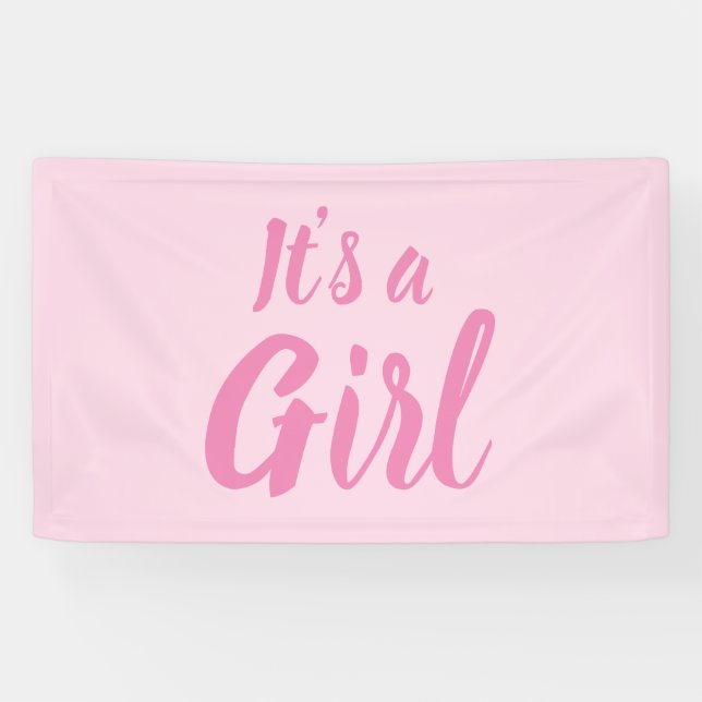 It's a Girl, light pink baby shower, gender reveal Banner (Horizontal)