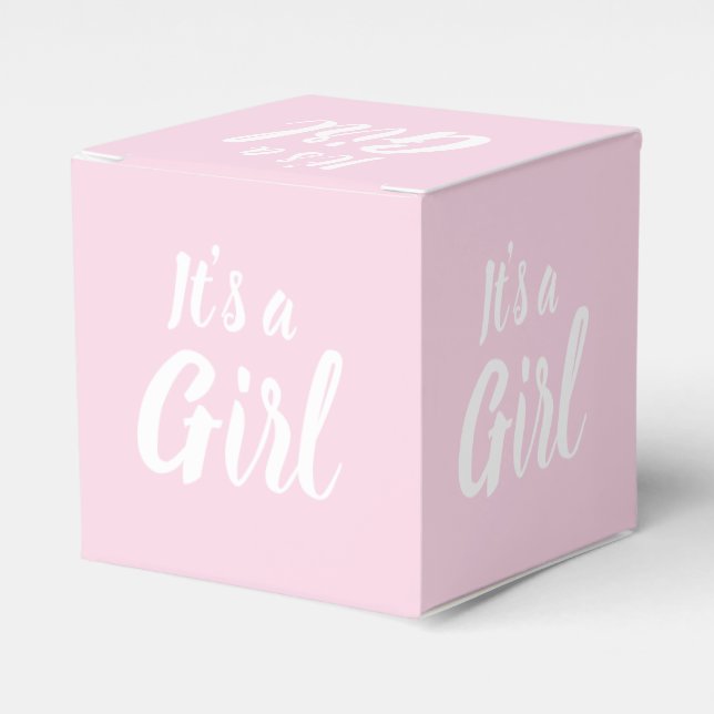 It's a Girl, light pink baby shower, gender reveal Favour Box (Front Side)