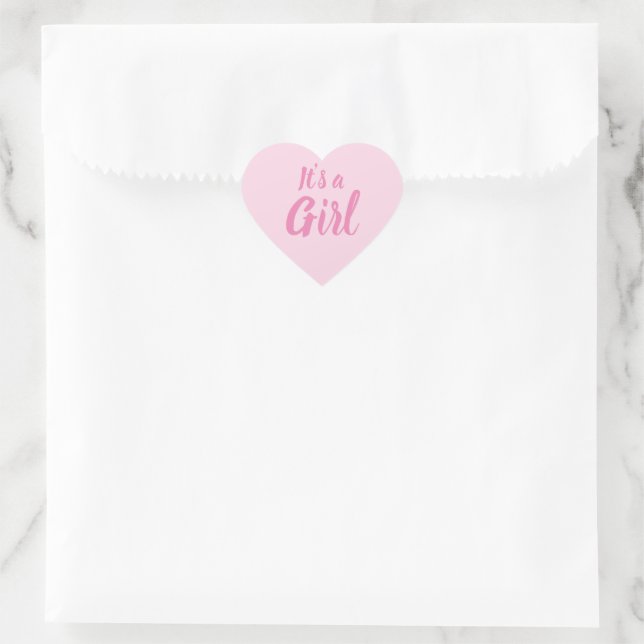 It's a Girl, light pink baby shower, gender reveal Heart Sticker (Bag)
