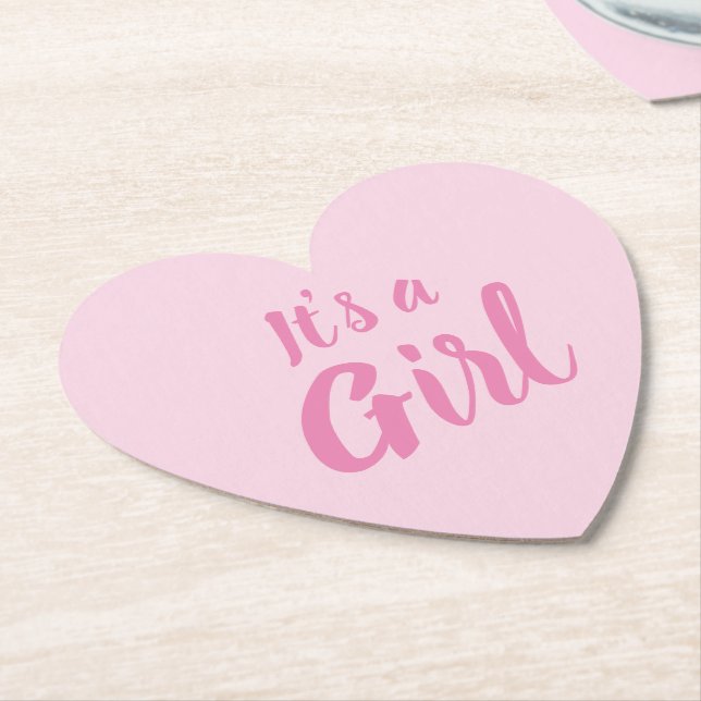 It's a Girl, light pink baby shower, gender reveal Paper Coaster (Angled)