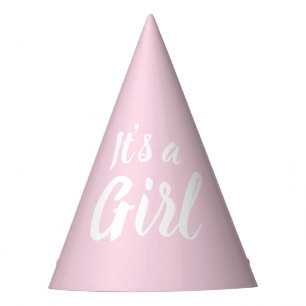 It's a Girl, light pink baby shower, gender reveal Party Hat